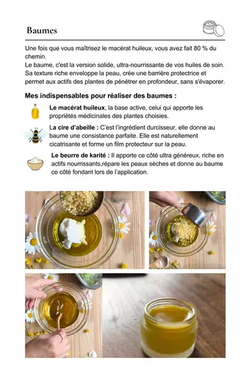 Extrait réel : Les indispensables pour réaliser des baumes